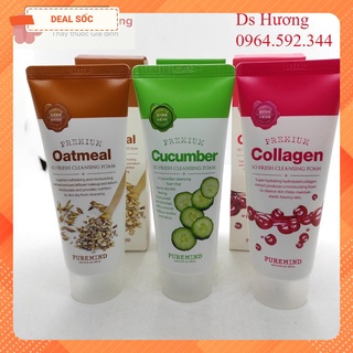 Sữa rửa mặt dưỡng ẩm da pure mind premium yến mạch dưa leo collagen - 100ml