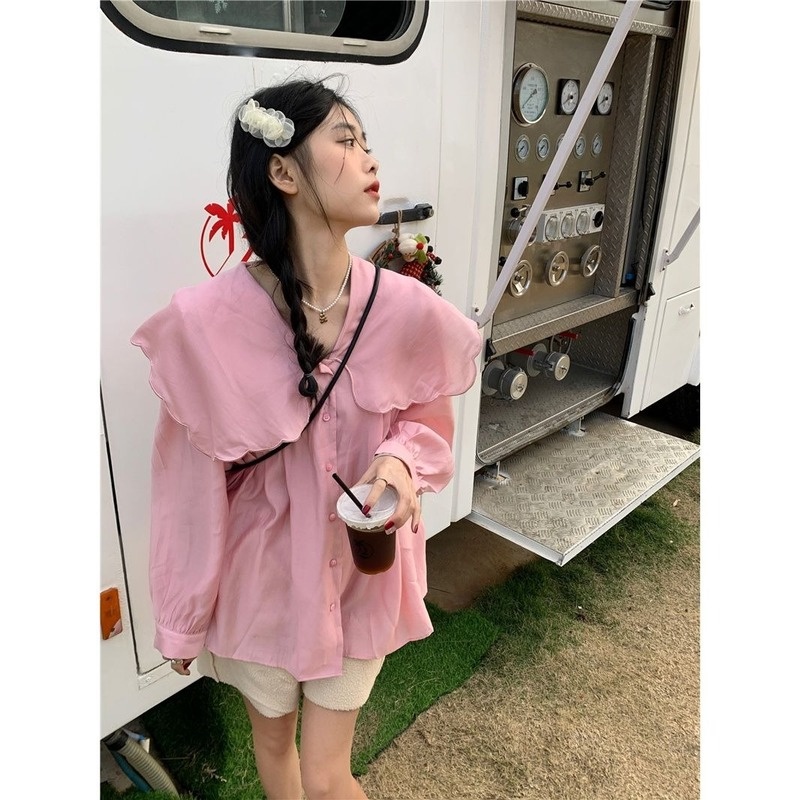 Áo Sơ Mi Tay Dài Dáng Rộng Thời Trang Mùa Xuân Xinh Xắn Cho Nữ