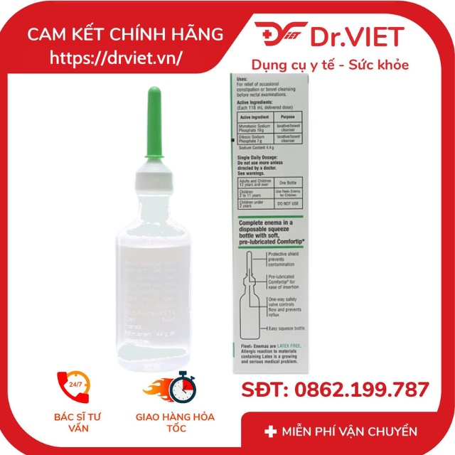 Dung dịch bơm Fleet Enema chai 133ml - Dung dịch hạn chế bệnh táo bón không thường xuyên, làm sạch ruột