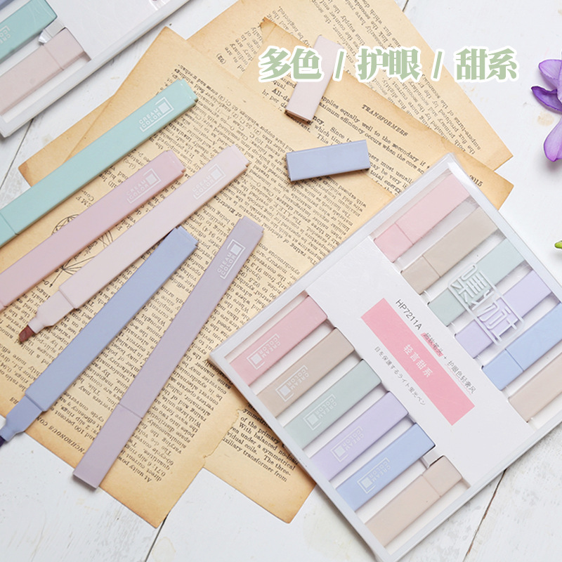 Bộ bút dạ quang 6 màu sắc xinh xắn dễ thương