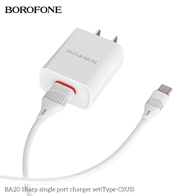 Sạc samsung, androi Borofone BA20 - Bộ sạc 2.1A USB to Type-C tương thích các dòng máy Android