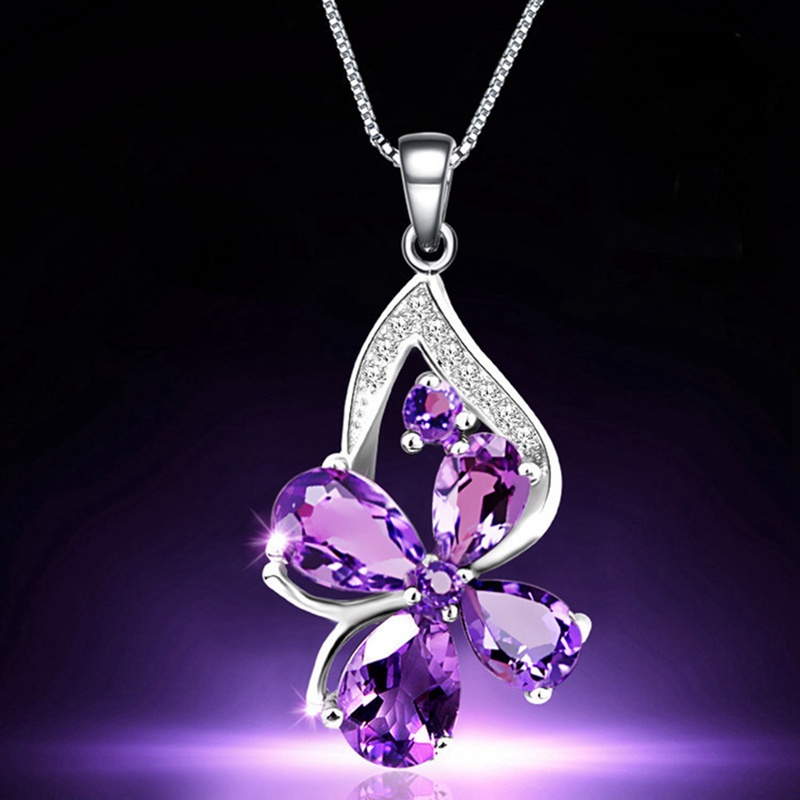 SWAROVSKI Vòng cổ Hình Cỏ Ba Lá Đính Đá Mạ Bạc 925 Thời Trang