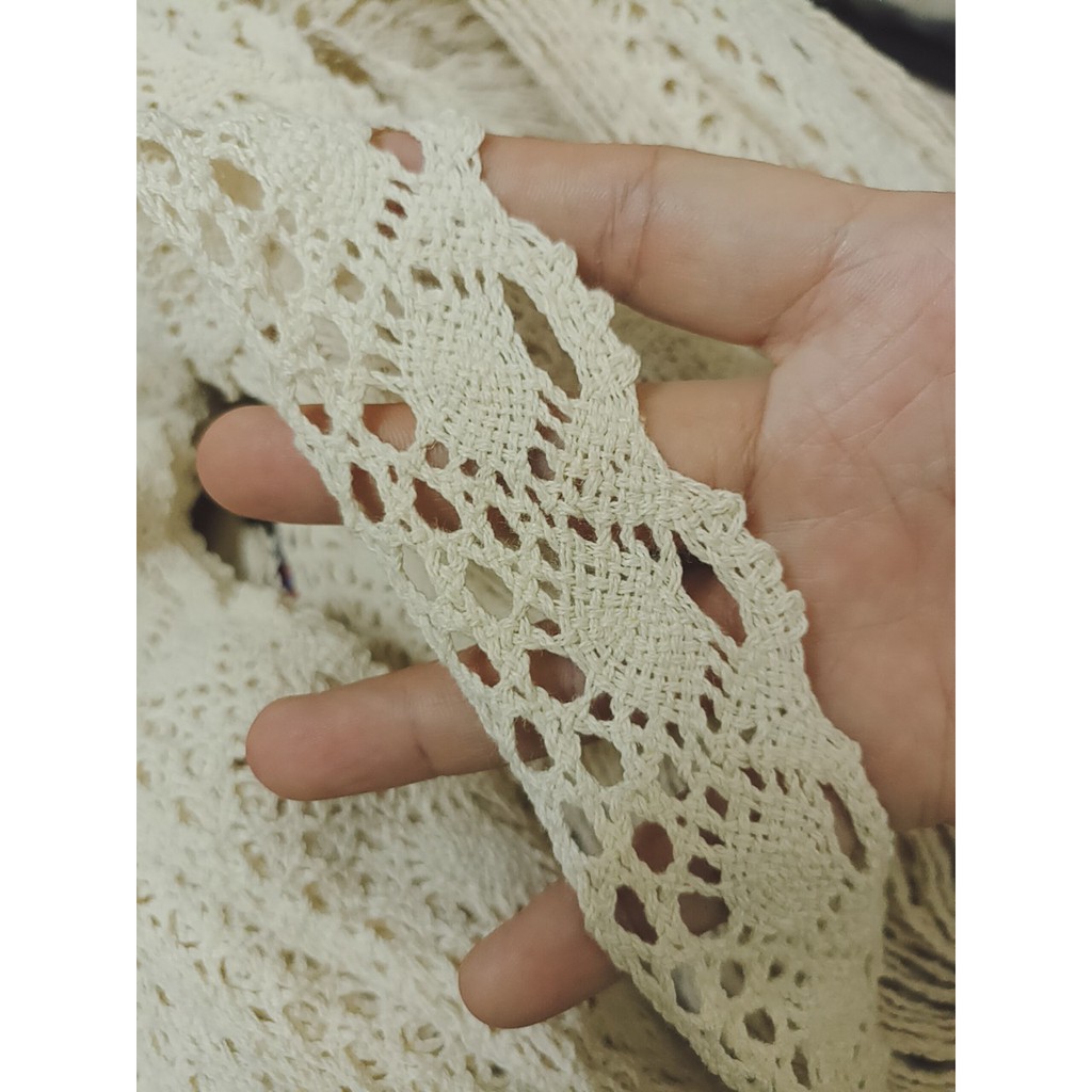 10 met ren sợi cotton ren trang trí rộng 4cm