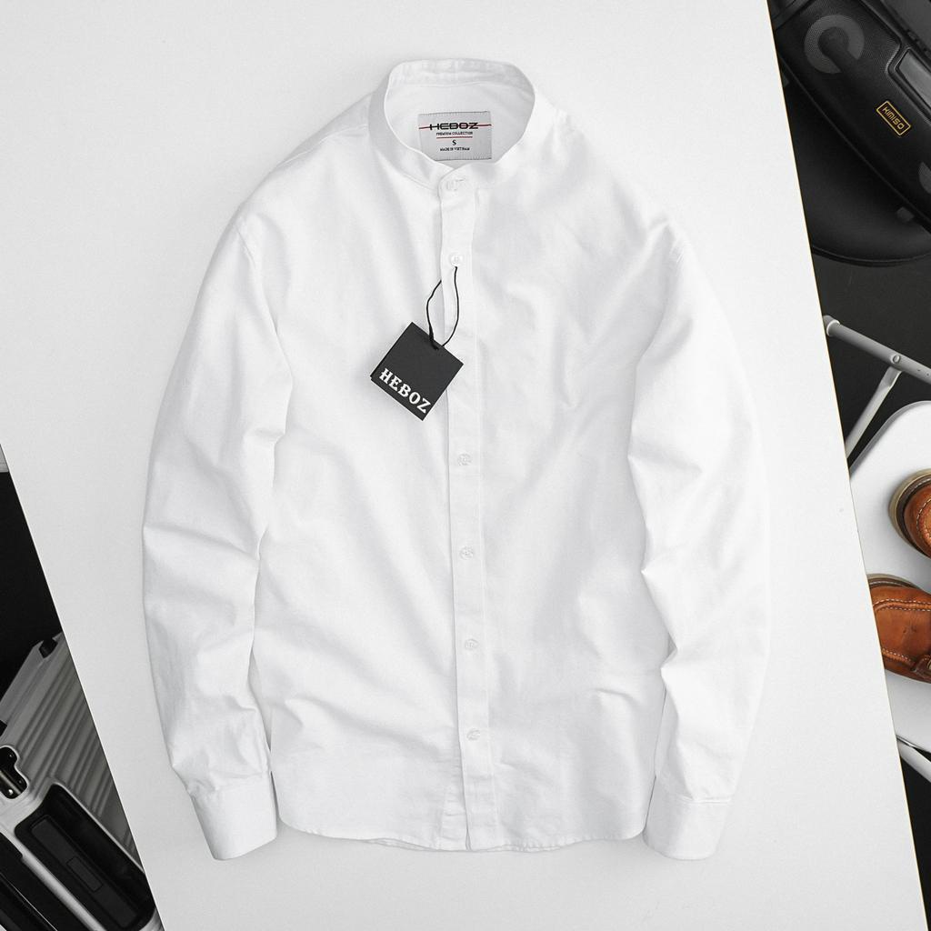 Áo sơ mi nam cổ trụ dài tay chất vải oxford 5M Heboz cao cấp - 00001488