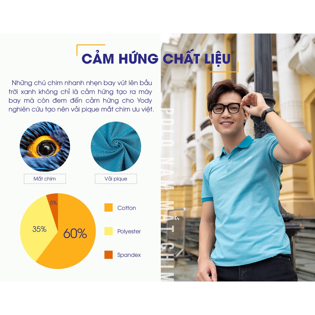 [Mã AFF3PRE20K giảm 20K đơn 99K] Áo polo nam YODY mắt chim thông thoáng và thoải mái - APM3299