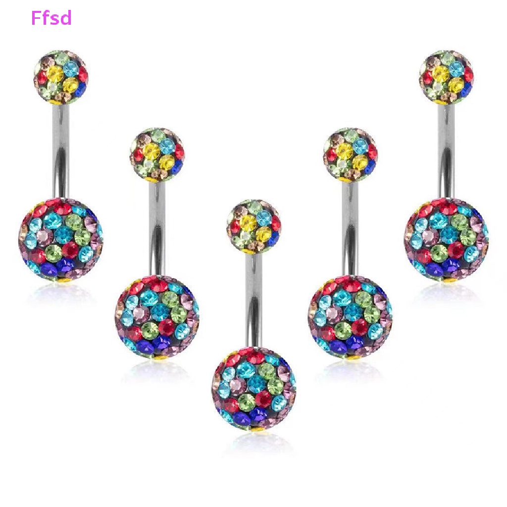 {Ffsd} Khuyên Rốn Bằng Thép Không Gỉ Đính Đá Pha Lê Nhiều Màu Sắc Chất Lượng Cao Quyến Rũ Dùng Để Phẫu Thuật Bụng / Móng Tay / Rốn Người