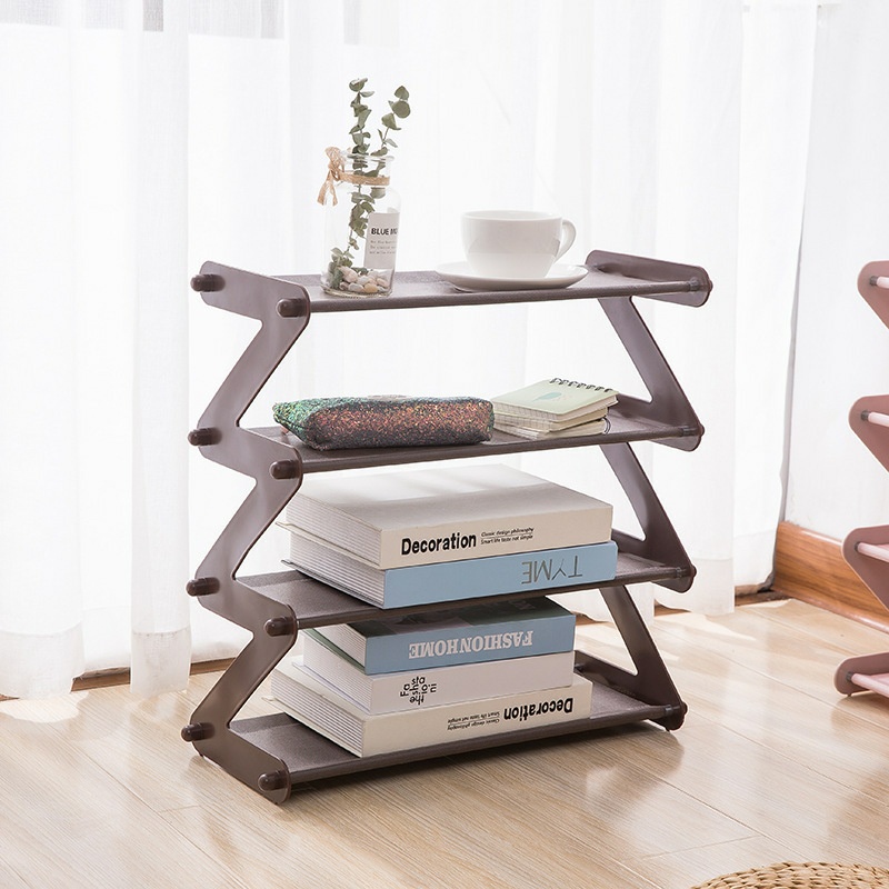 Kệ để giày dép 4 tầng khung 8 cây Inox không gỉ, giá để giày hình zích zắc decor phòng đẹp