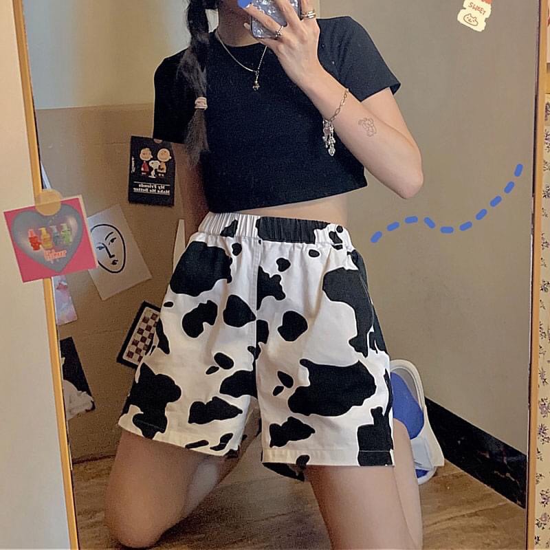 Quần sooc nam nữ loang bò sữa lưng thun dáng rộng thời trang unisex/ Quần shorts thể thao oversize phong cách hàn quốc | BigBuy360 - bigbuy360.vn