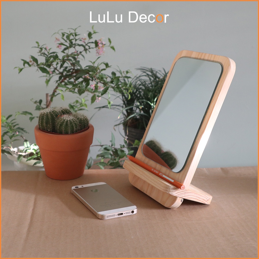 Gương Trang Điểm Để Bàn Gỗ Thông Lắp Ghép, Nội Thất Và Trang Trí – LuLu Decor
