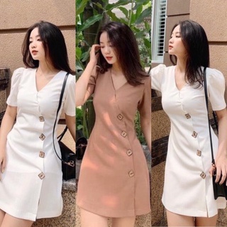 ĐẦM CỔ V NÚT GỖ