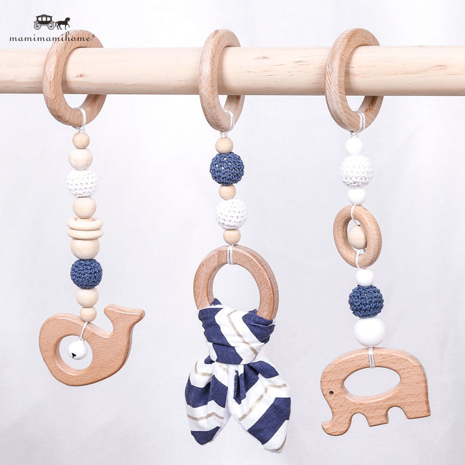 Set 3 đồ chơi dây treo cầm nắm Mamimamihome bằng gỗ dành cho bé
