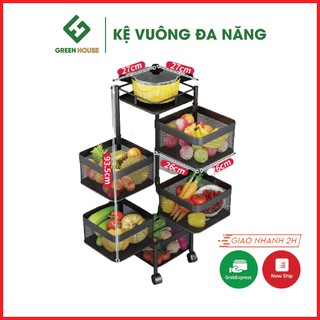 Kệ Nhà Bếp Xoay Đựng Đồ Nhà Bếp GREENHOUSE Đựng Rau Củ Quả Có Bánh Xe Xoay 360 Độ, Không Cần Lắp Ráp