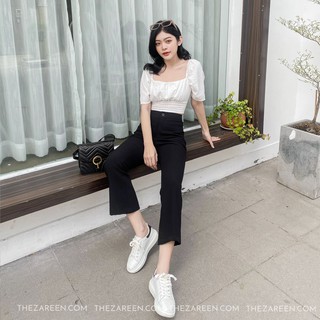 [Mã FATHANG5 giảm 10K đơn 50K] QUẦN TÂY LỬNG FORM LOE BASIC ZAREEN TRS12 ĐEN