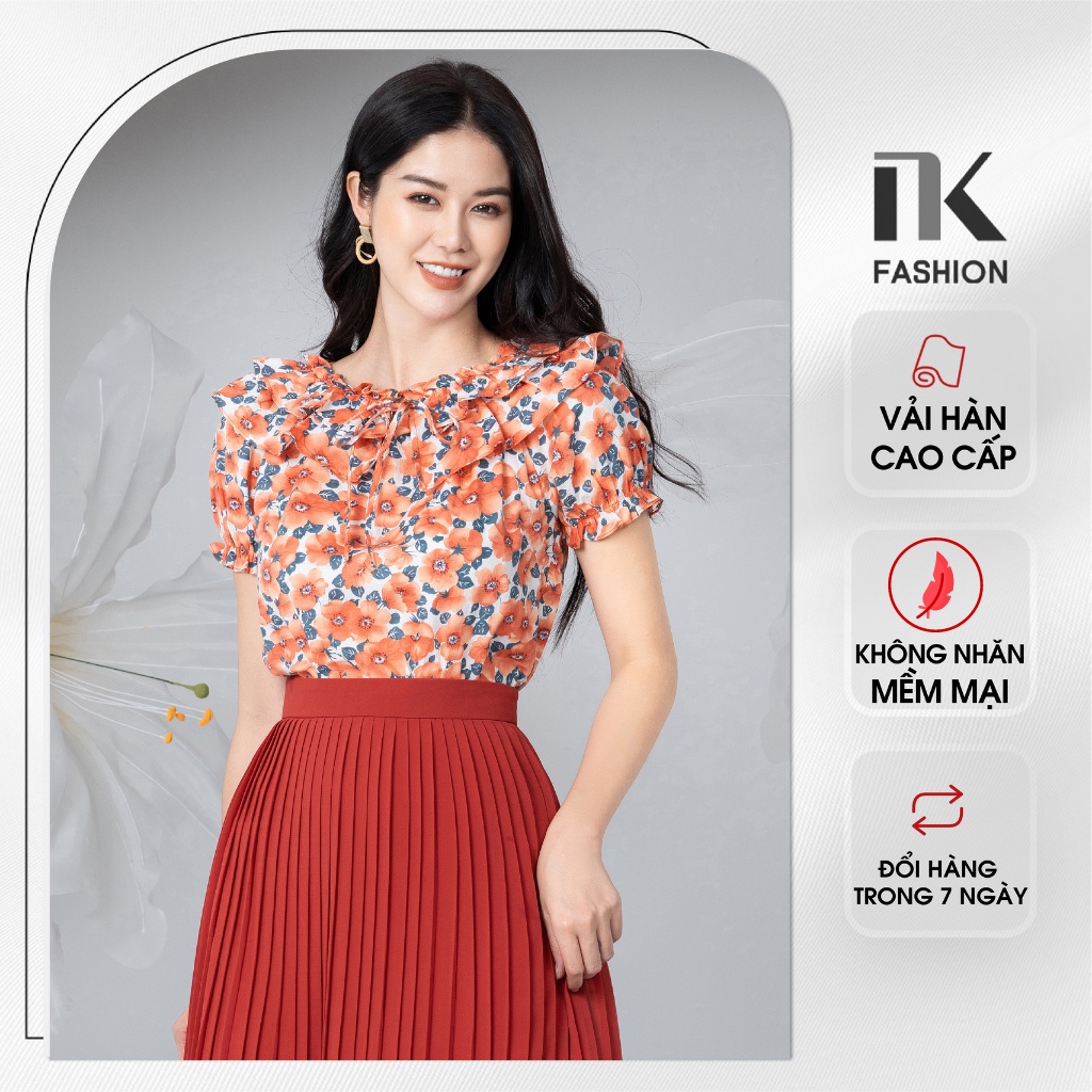Áo Sơ Mi Hoa Bèo NK Fashion Thiết Kế Phong Cách Dịu Dàng, Nữ Tính, Mặc Được 2 Kiểu NKSM2203008