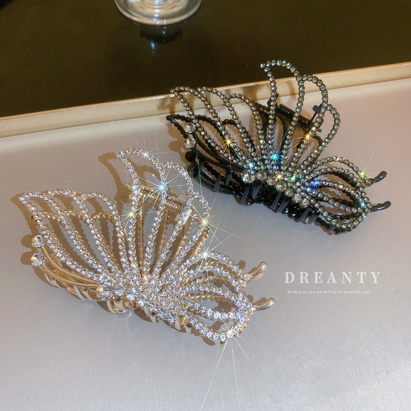 Kẹp Tóc Hình Bướm Đính Kim Cương Giả Phong Cách Pháp Cổ Điển Thời Trang