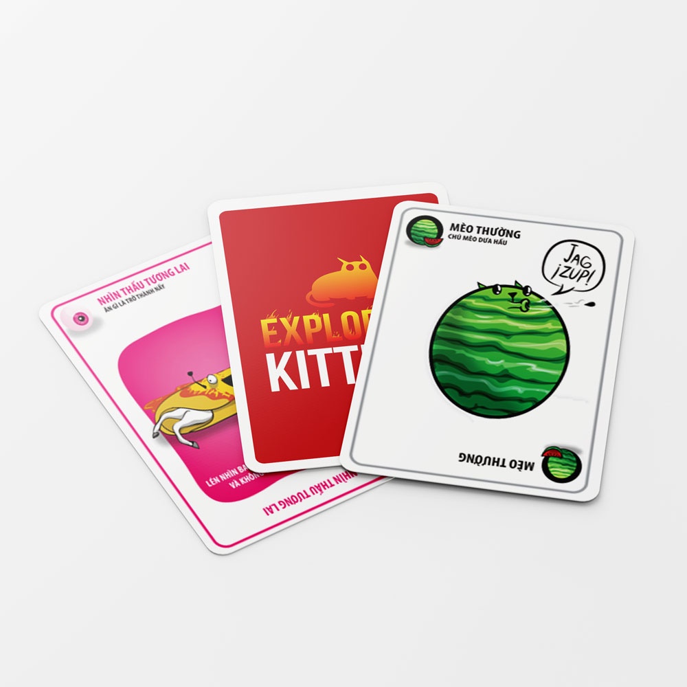 Bài mèo nổ exploding kitten việt hóa lá dày chống nước- chọn 1 lá