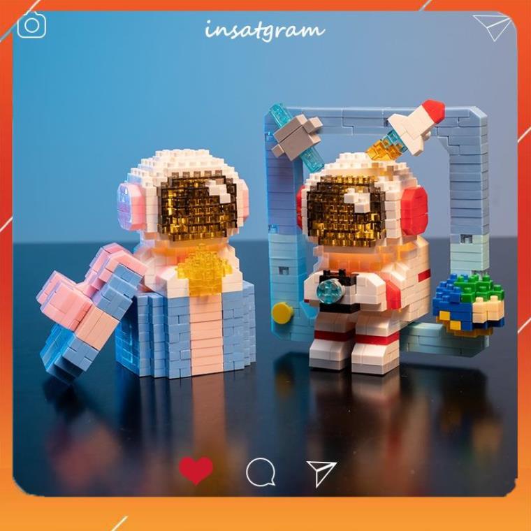 Mô hình lắp ráp Phi Hành Gia Mini phát sáng tặng búa+ lật đật, đồ chơi xếp hình