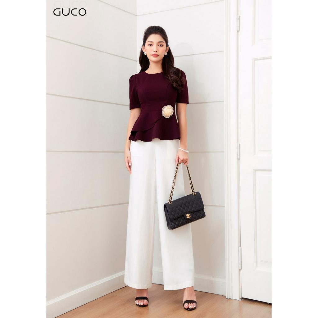 Áo kiểu peplum kết hoa A263 GUCO màu đỏ