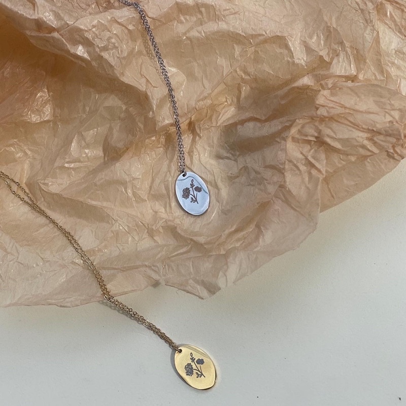 Birtday necklace-Dây chuyền titan không rỉ 12 hoa sinh nhật