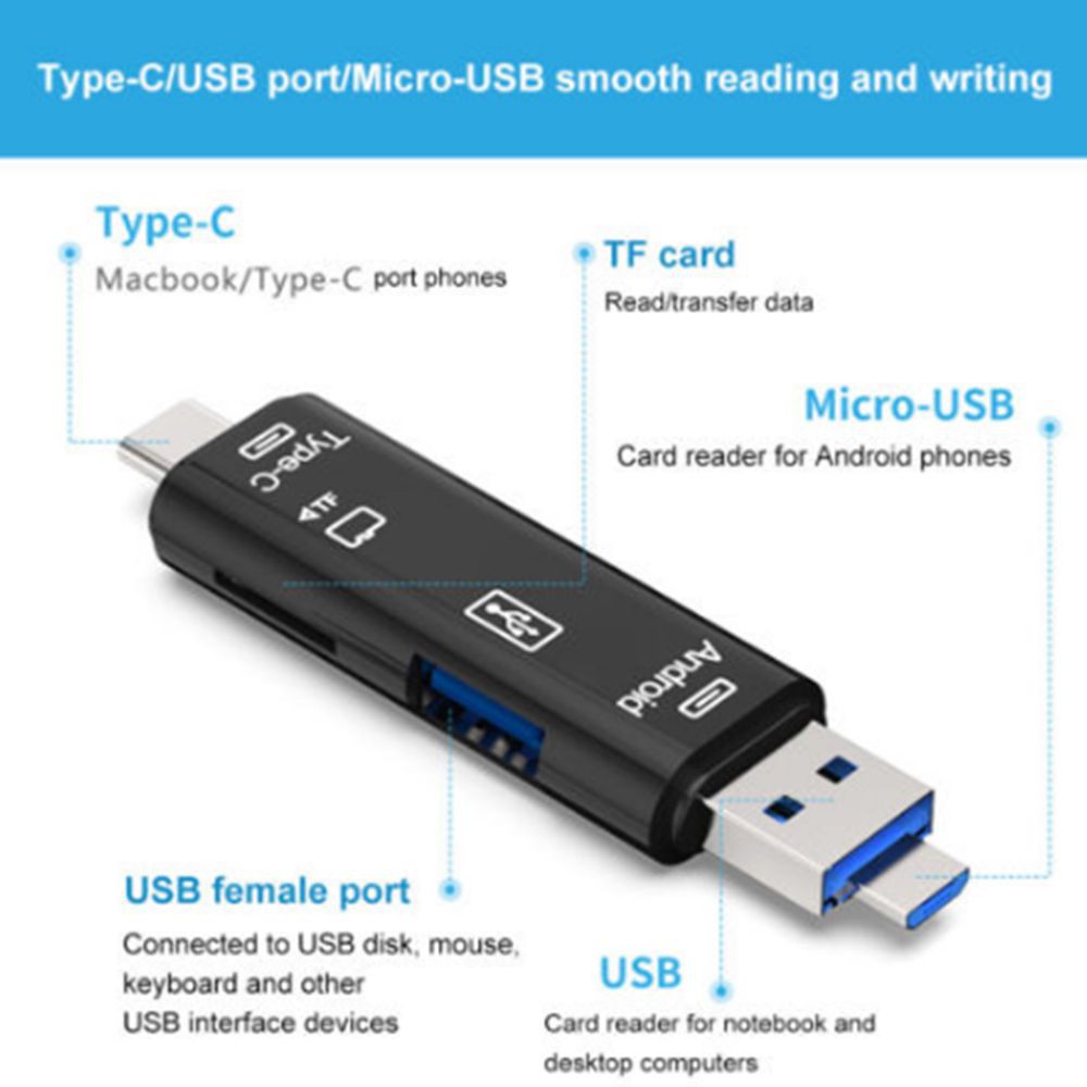 Đầu Đọc Thẻ Nhớ Usb 2.0 Otg 3 Trong 1 | BigBuy360 - bigbuy360.vn
