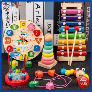 Đồ chơi gỗ combo 6 món montessori thông minh phát triển trí tuệ cho trẻ XIAOMIMI PVN17139