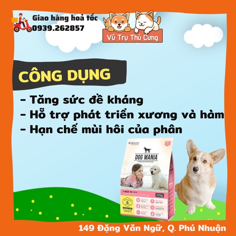 Thức ăn Hạt Dog Mania Puppy Hàn Quốc dành cho chó con, túi 1Kg