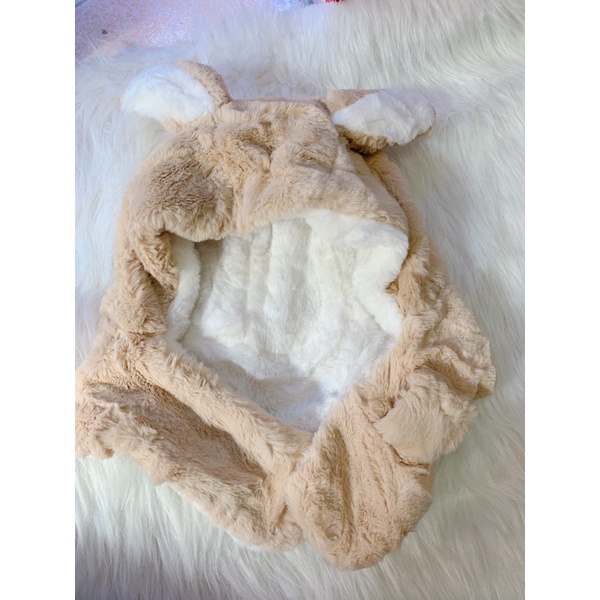 Sét mũ liền khăn tai gấu  cho bé gái