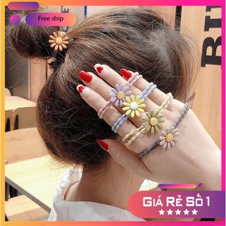 Dây thun buộc tóc bông cúc nhiều màu đồng giá 3k