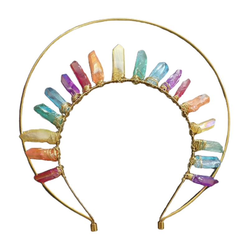 Băng Đô Cài Tóc Hình Vương Miện Đính Pha Lê Nhiều Màu Sắc Phong Cách Cổ Điển DIY