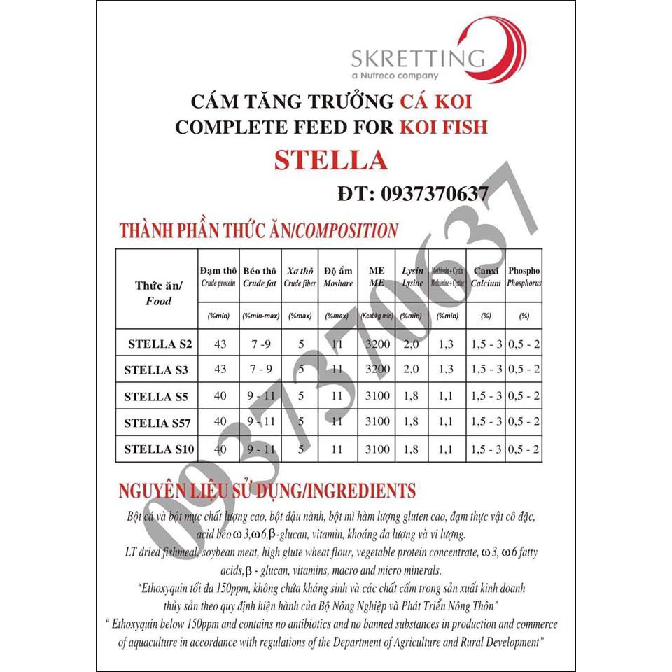 Cám stella -cá koi- cá cảnh 10kg