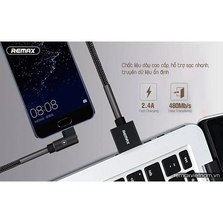 Dây cáp sạc nhanh đầu micro usb cho adroid xiaomi samsung remax rc-119m  2.4a dây vải quấn lò xo - quang phụ kiện