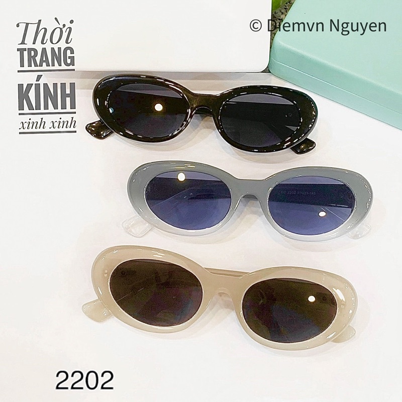 Kính râm cao cấp loại đẹp _thời trang Hàn Quốc cho nữ 2202_From kính bầu dài , tròng chuẩn UV, Chất dày dặn