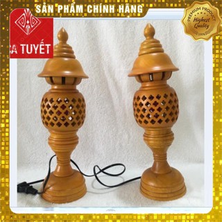 [Mỹ Nghệ Đồng Kỵ] BỘ ĐÔI ĐÈN THỜ phong thủy GỖ HƯƠNG, đã KÈM BÓNG thờ - LOẠI CAO 36CM