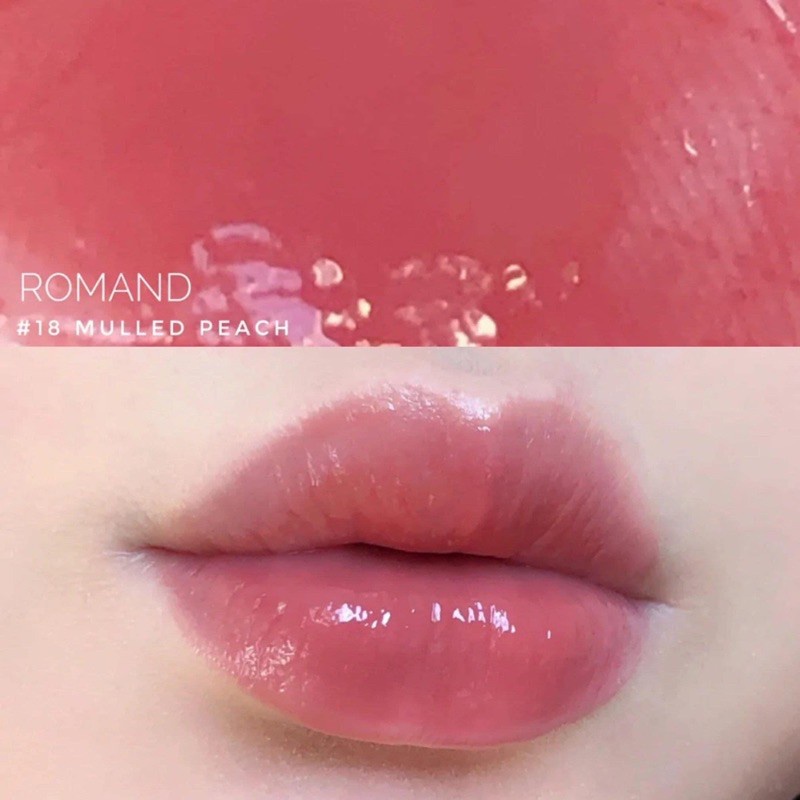 Son bóng Hàn quốc Romand Lasting tint màu 18 Mulled Peach hồng đào