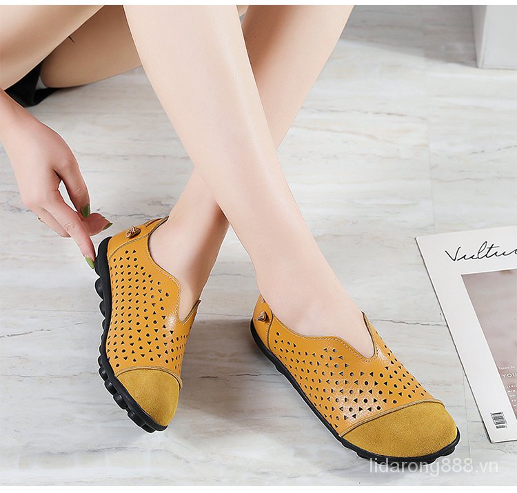 Korean Small Leather Shoes Women's New Spring and Summer Non-Slip Soft Bottom Wild Soft Leather Shoes round Toe Vintage Flat Shoes Women Zg7B