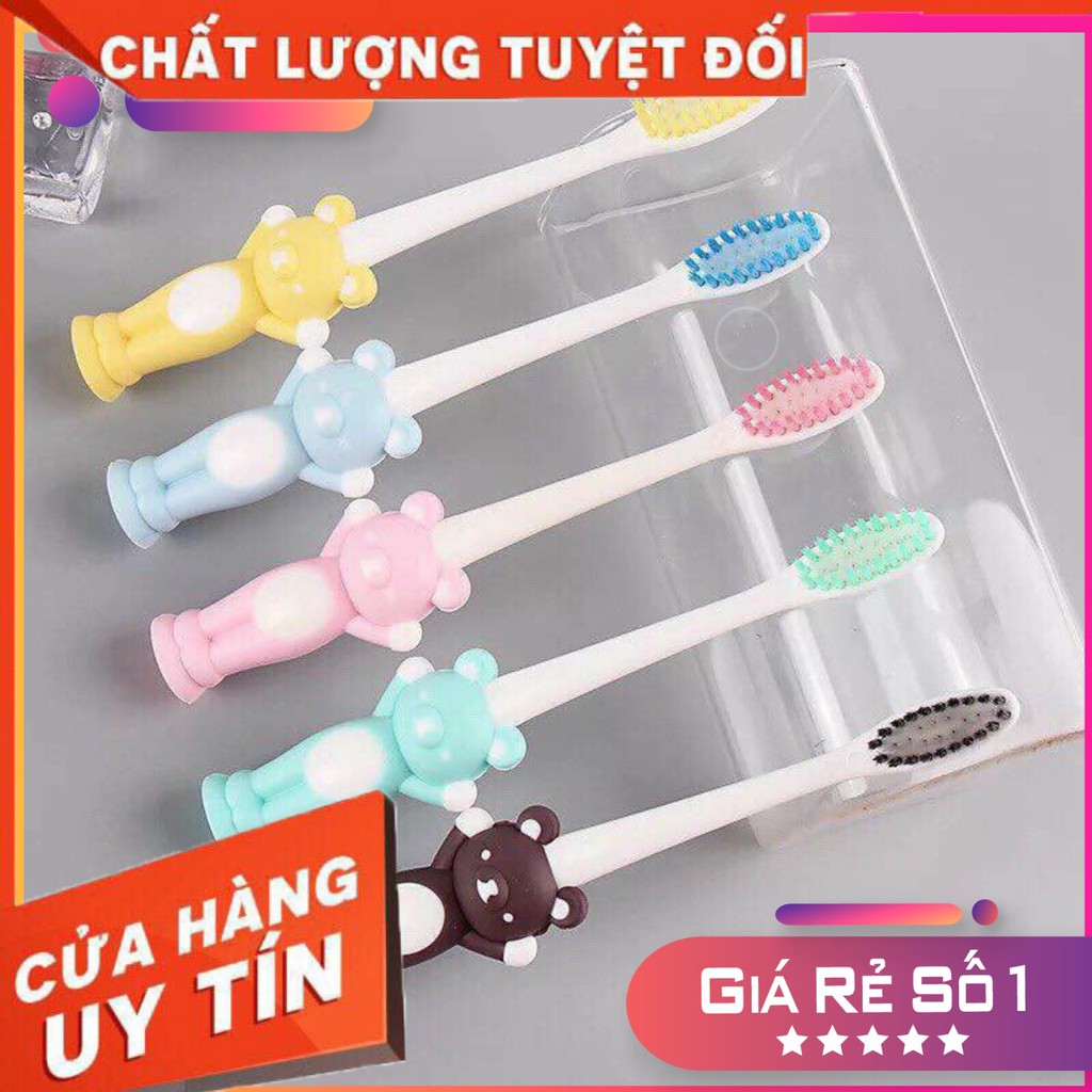 SET 4 bàn chải lông mềm cho trẻ em có chân đứng hình thú dễ thương - Bộ 4 bàn chải Nhật Bản cho trẻ em