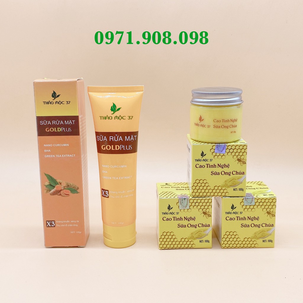 FREESHIP HÀNG CHÍNH HÃNG Combo 3 cao tinh nghệ + 2 sữa rửa mặt Thảo Mộc 37