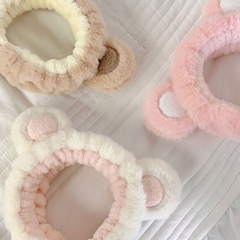 Băng Đô Cài Tóc Ba Chiều Hình Gấu Nhồi Bông Dễ Thương Dùng Rửa Mặt Đặc Biệt