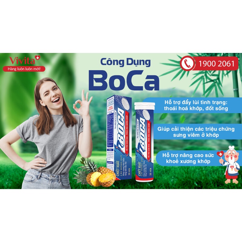 Viên sủi BOCA - Giảm đau nhức xương khớp, thoái hóa khớp, đốt sống cổ 20 viên