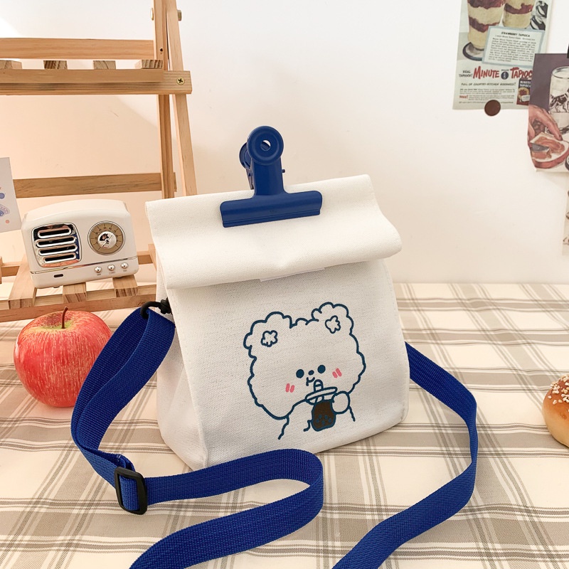 IELGY Túi Đeo Vai Vải Canvas Cỡ Lớn In Họa Tiết Hoạt Hình Đơn Giản Thời Trang Cho Nữ