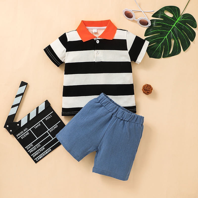 Bộ Đồ Quần Áo 2 Mảnh Gồm Áo Thun Tay Ngắn Và Quần Short Họa Tiết Hoạt Hình Dành Cho Bé Trai 1-5 Tuổi