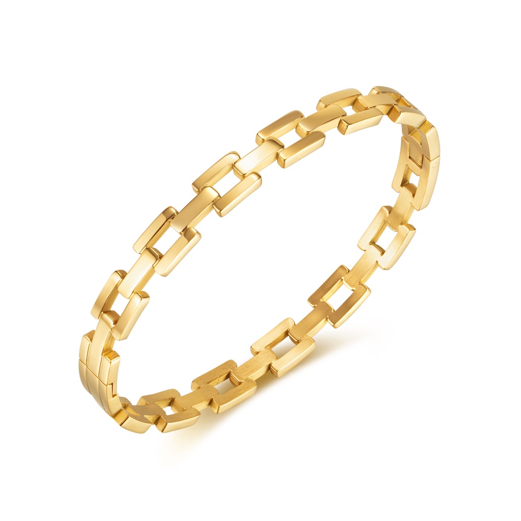 Vòng Tay Thép Titan Cao Cấp Thiết Kế Đục Lỗ Đơn Giản Thời Trang Cho Nữ