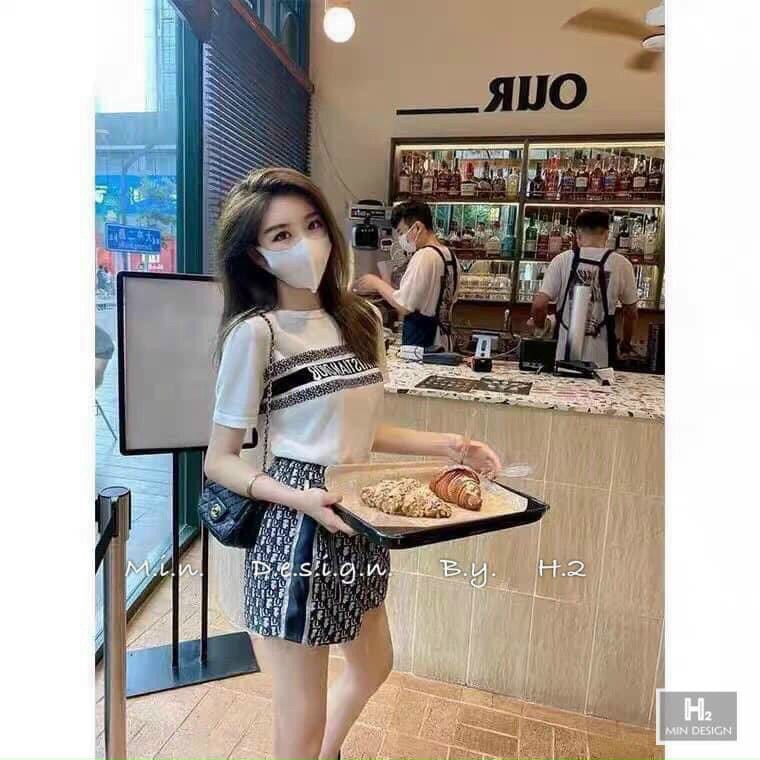 Bộ Quần Áo Thun Cotton Cộc Tay Dior Phong Cách Năng Động Thể Thao Cá Tính