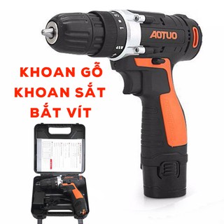 [Rẻ vô địch] Khoan pin cầm tay đa năng AOTUO 12v - Khoan sắt, gỗ - bắt vít