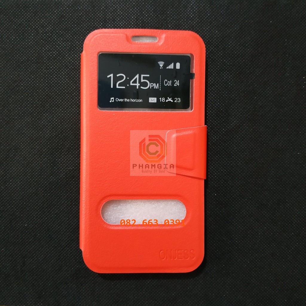 Ốp lưng Samsung A8 có đồng hồ xem giờ, chất liệu da sang trọng
