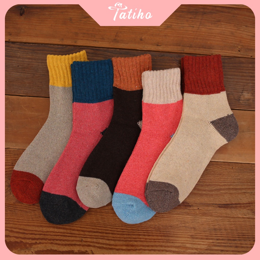 [Hàng Xịn, Giá Tốt] Vớ Tất Nam Nữ Unisex Cổ Cao Cotton Họa Tiết Phối Nhiều Màu Phong Cách Hàn Quốc Dễ Thương - Mã TV017