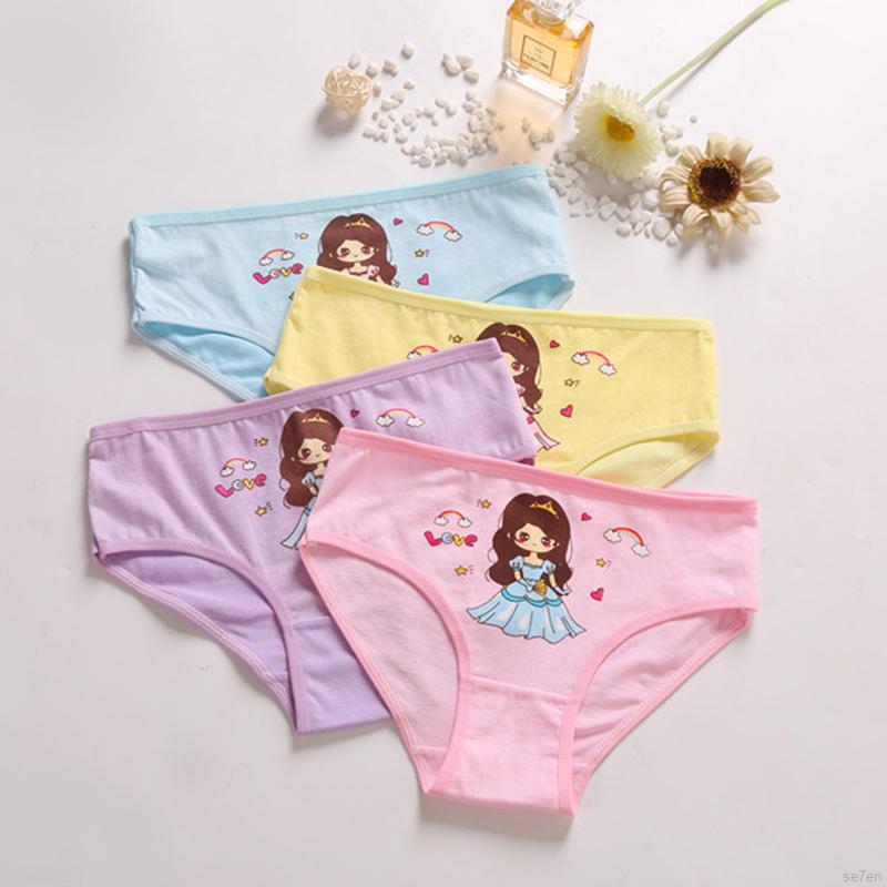 Quần Lót Cotton Nữ Họa Tiết Hoạt Hình Dễ Thương Se7En 90-140cm