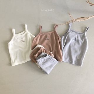 Bộ quần áo hai dây bằng cotton mỏng in hình mặt cười thời trang mùa hè dành cho trẻ em