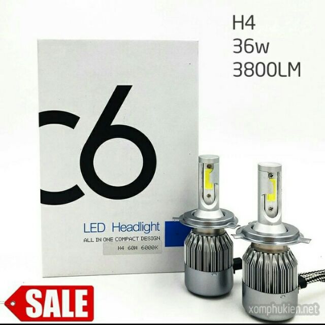 1 ĐÈN LED PHA XE MÁY ÔTÔ C6-H4-CAO CẤP NHẤT