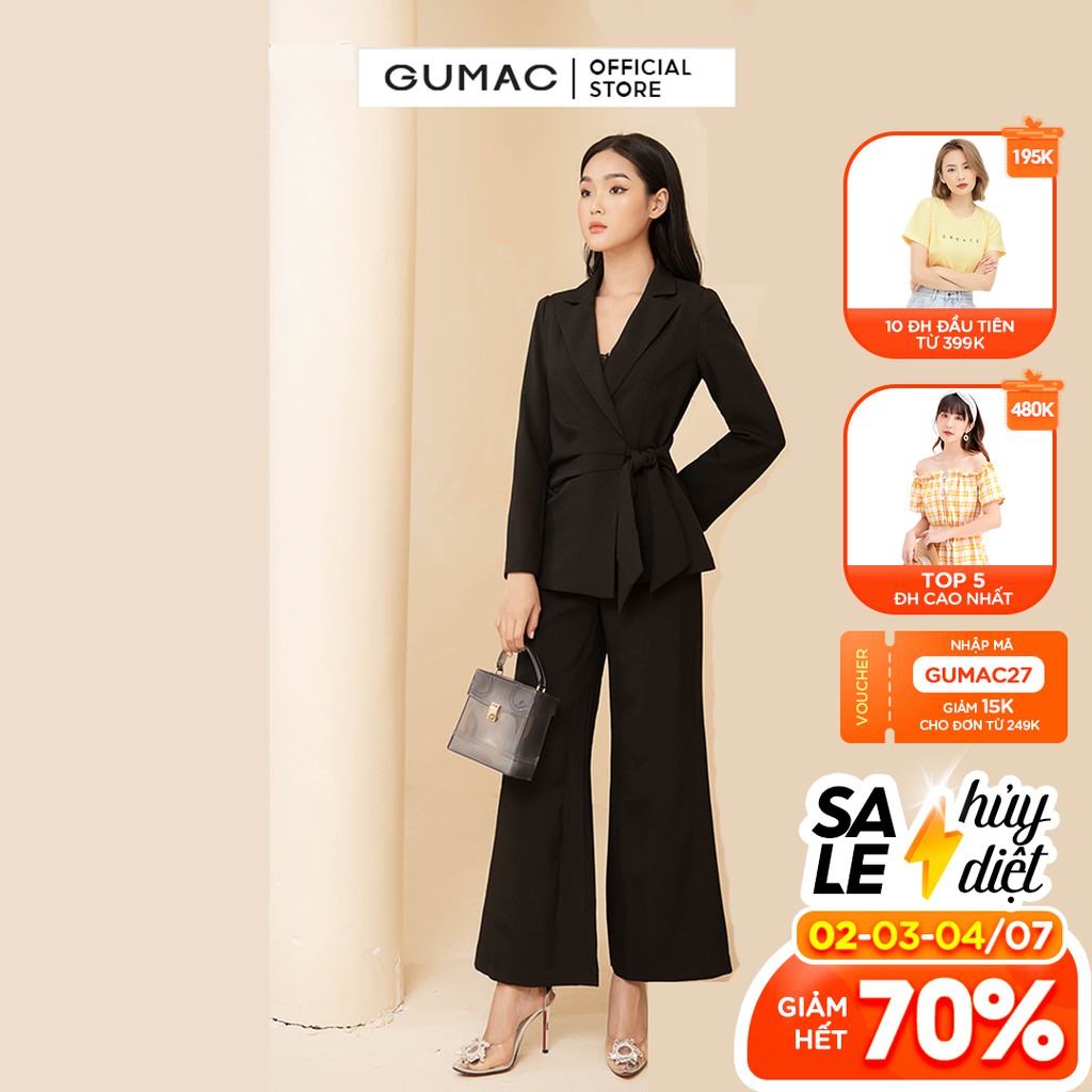 [Mã WABRGU72 giảm 10% tối đa 50k đơn 250k] Áo vest thắt đai GUMAC AA11253 | BigBuy360 - bigbuy360.vn
